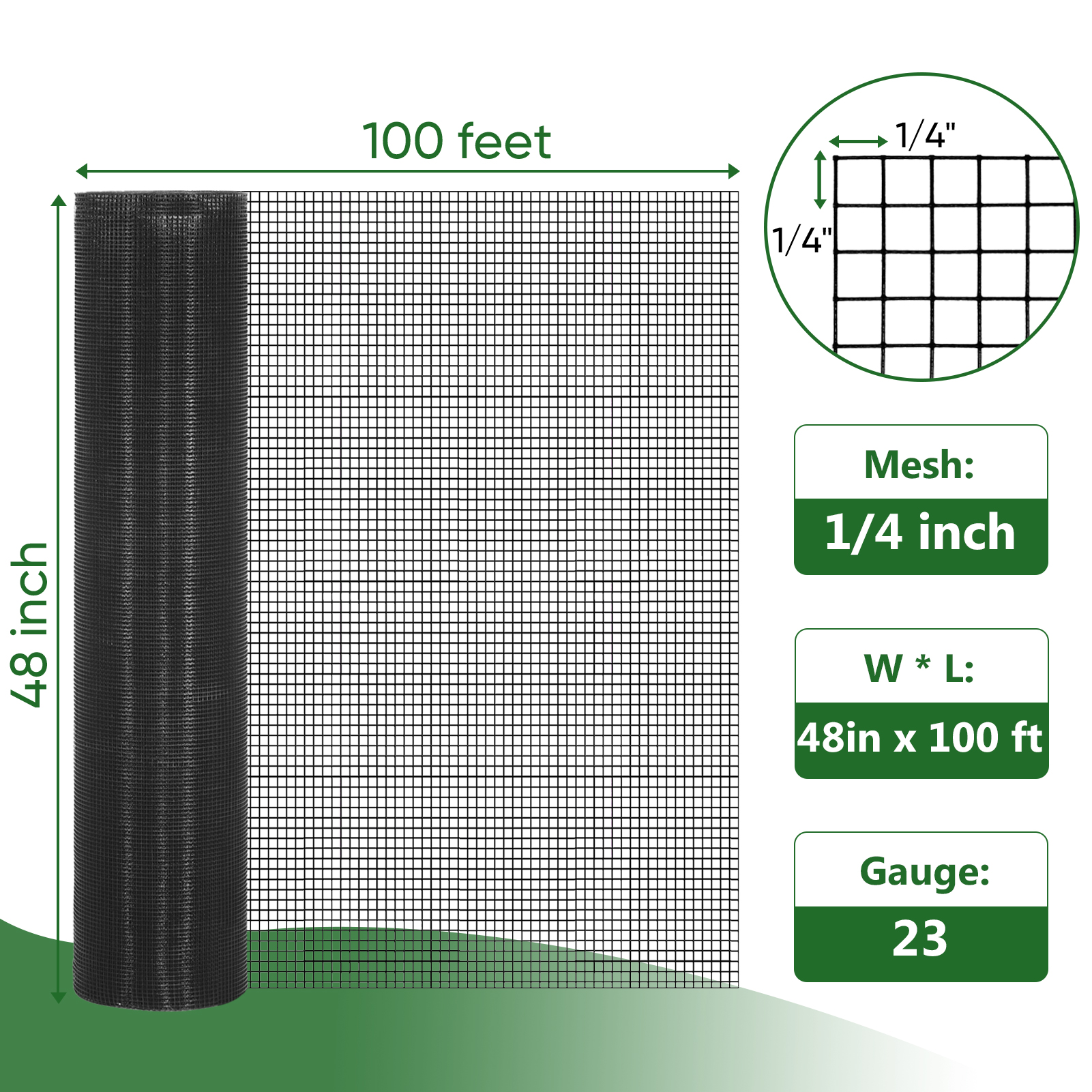 UULID black hardware cloth 1/4 inch 48 x 100 ft 23